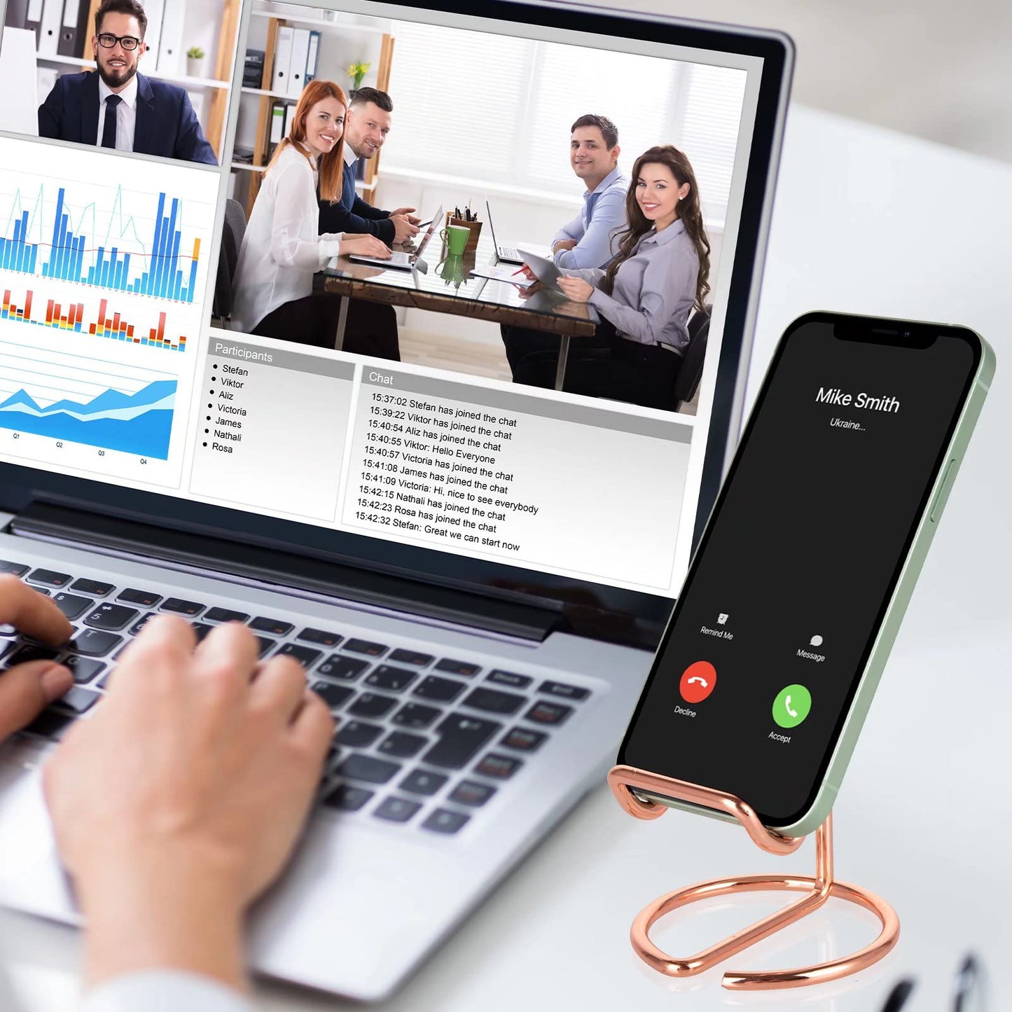 ROPOSY Cell Phone Stand Holder Desk Accessories, Cute Metal Rose Gold, Compatible with All Mobile Phones, iPhone, Switch, iPad - Medaid International