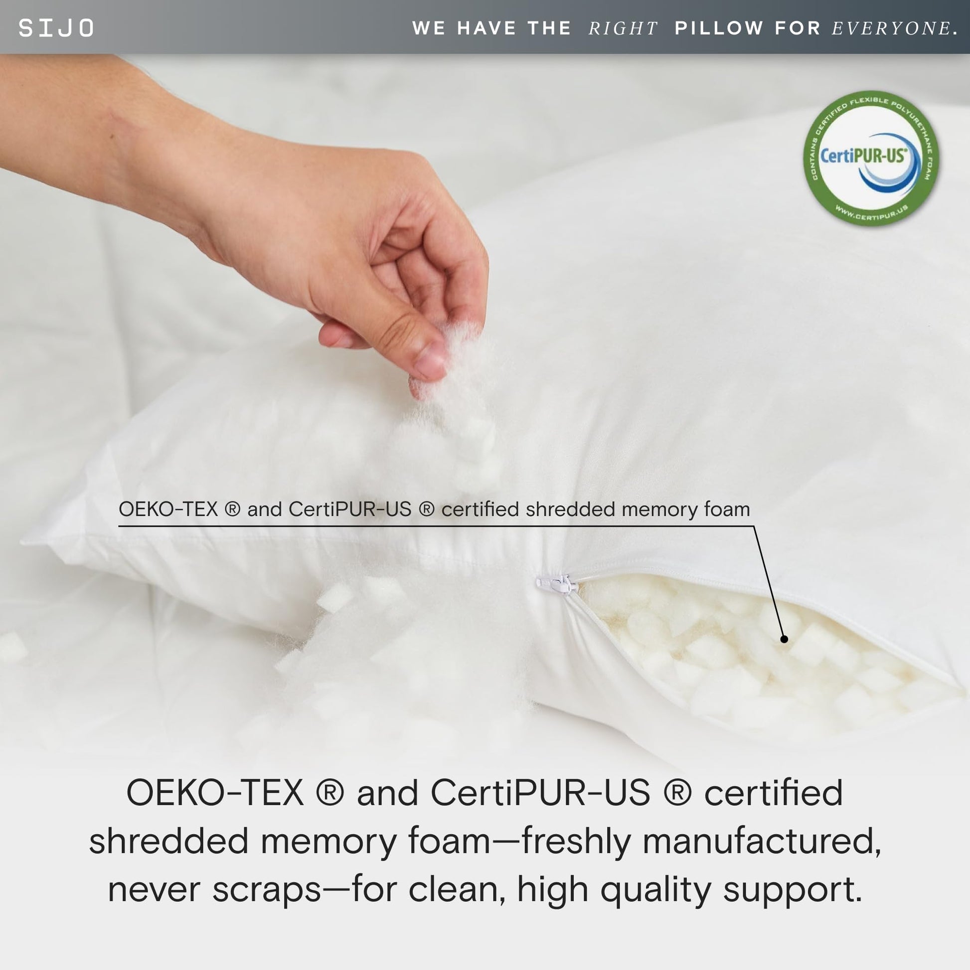 Sijo FlexCool Shredded Memory Foam Pillow - Adjustable Bed Pillow Last Cooling Surface - Good Housekeeping 2025 Bedding Award Winner - CertiPUR-US - Medium Firm for Back, Side, Stomach Sleepers (King) - Medaid International