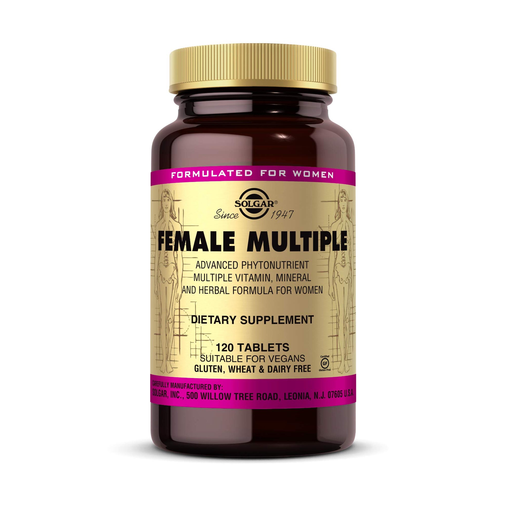 Solgar Female Multiple, 120 Tablets - Multivitamin, Mineral & Herbal Formula for Women - Advanced Phytonutrient - Vegan, Gluten Free, Dairy Free, Kosher - 40 Servings - Medaid International