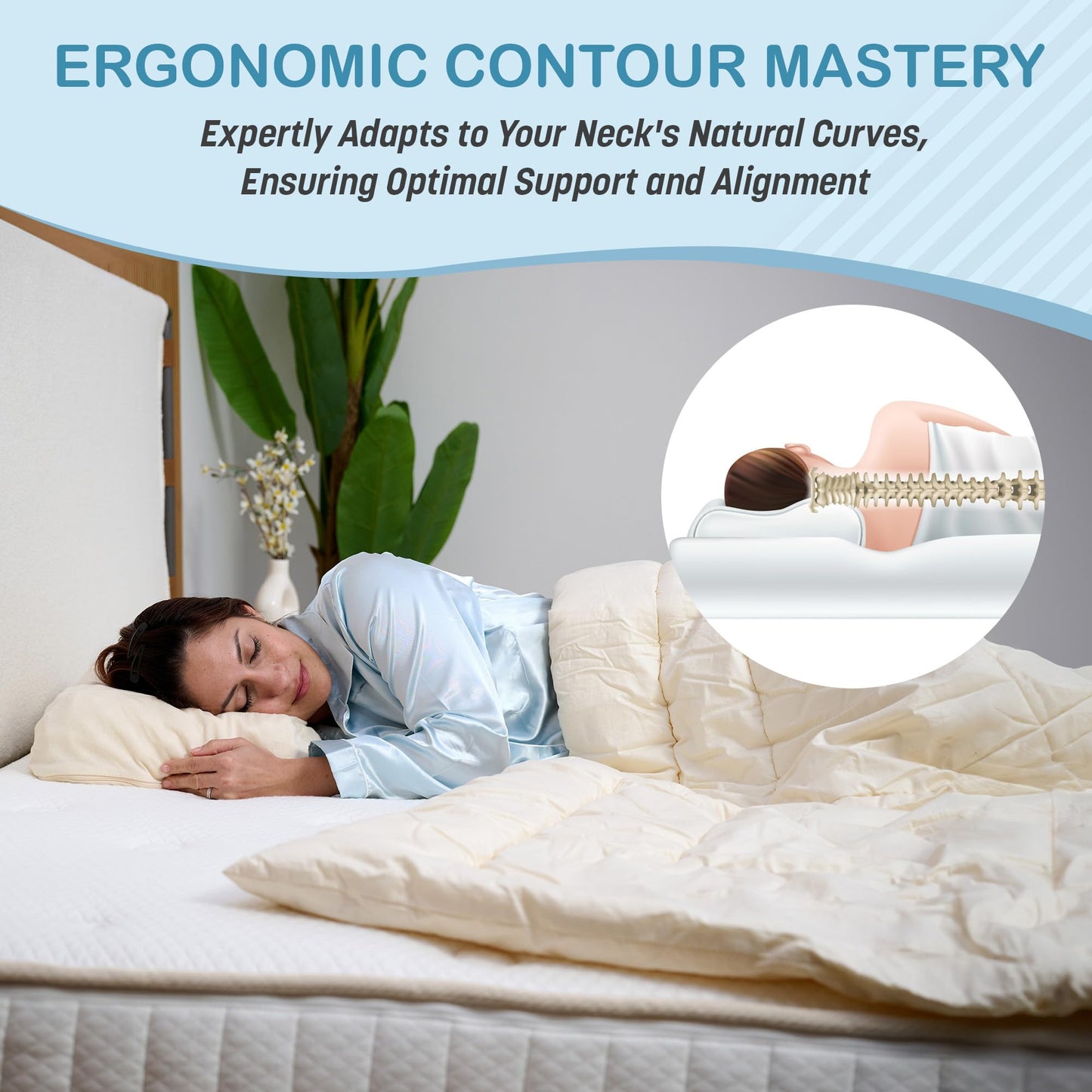 Organic Latex Convoluted Contour Pillow (Medium (55K)) - Medaid International