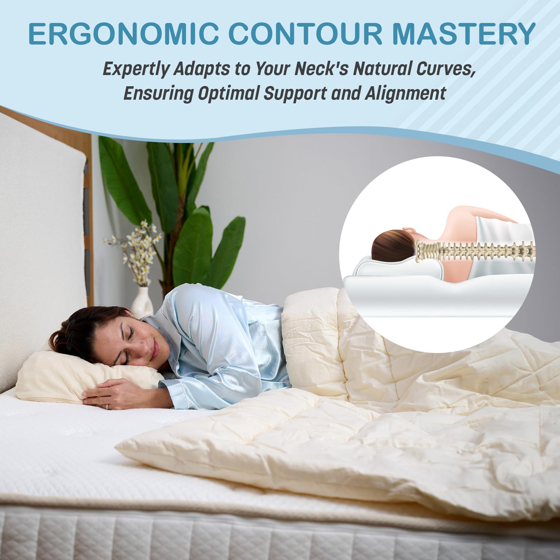 Organic Latex Convoluted Contour Pillow (Medium (55K)) - Medaid International