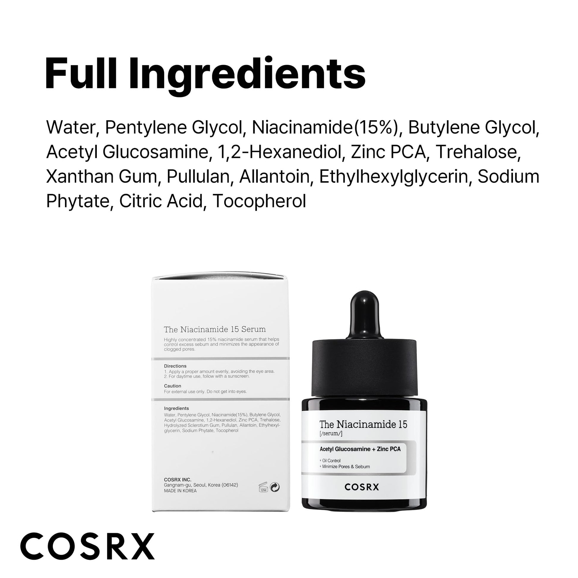 COSRX 15% Niacinamide Face Serum, 0.67 fl oz, Pore Minimizer Serum for Face, Even Skin Tone, Korean Skin Care - Medaid International