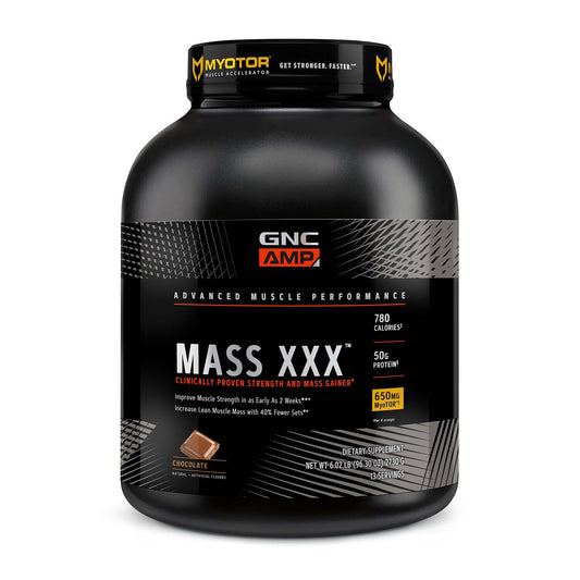GNC AMP Mass XXX, Clinically Proven Weight Gainer Protein Powder, Improves Strength and Size, 780 Calories, 50g Protein, Micronized Amino Acids, Creatine, Betaine, Chocolate, 13 Servings, 6 Pounds - Medaid International