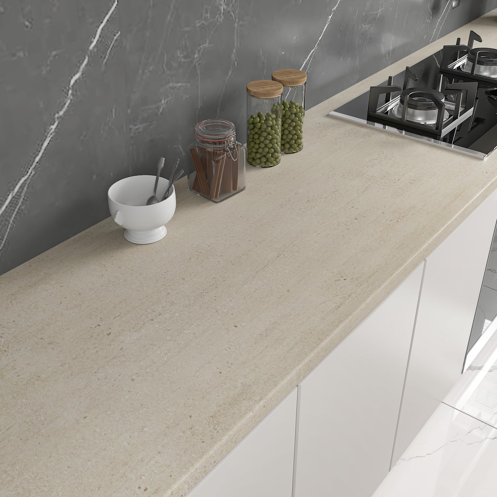 CHIHUT 12"x100" Matte Beige Marble Peel and Stick Wallpaper Waterproof Self Adhesive Marble Contact Paper for Countertops Granite Vinyl Wrap for Kitchen Cabinets Desk Counter Top Stick Paper - Medaid International