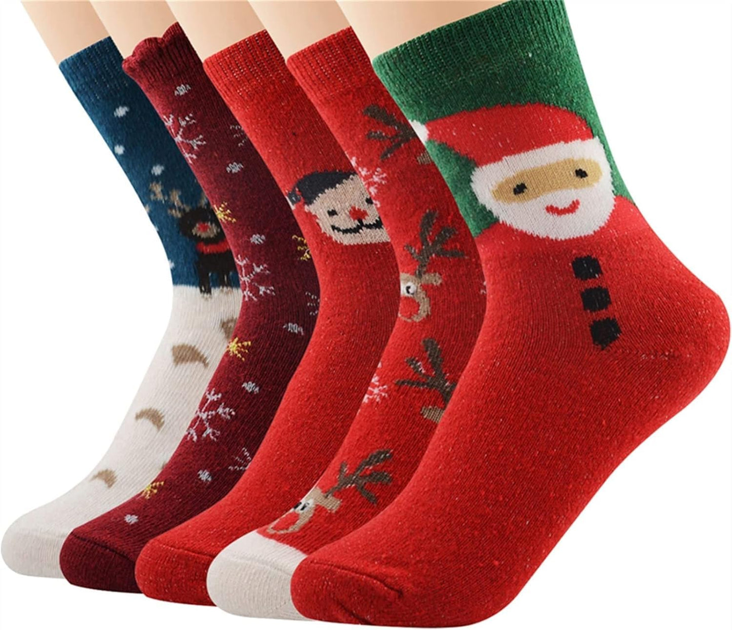 DVKKHD 5 Pairs Christmas Socks, Funny Christmas Socks for Women and Men, Unisex Winter Socks with Xmas Patterns, Warm and Cozy Socks Set, Xmas Gift for Family, Friends, Adults, Girls and Boys - Medaid International