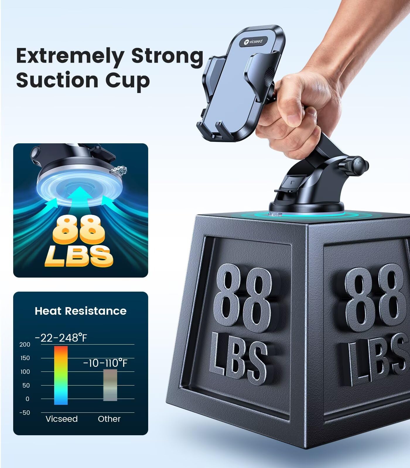 VICSEED [No.1 Powerful Suction] [Rally Racing-Grade Stability] Phone Holders for Your Car 2025 Upgraded Car Phone Holder Mount Truck Stand for Dashboard Windshield Vent for iPhone Samsung All Phones - Medaid International