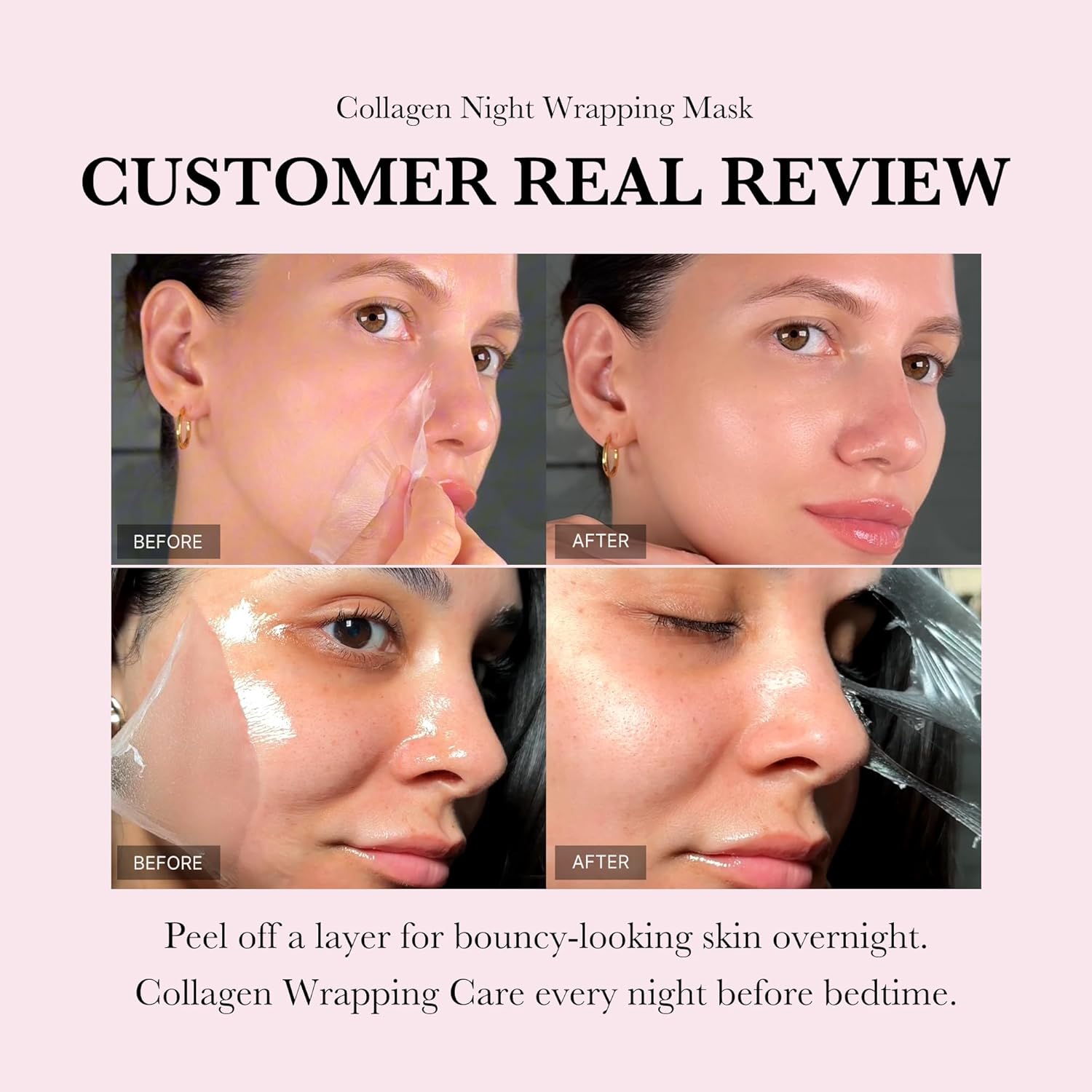 medicube Collagen Overnight Wrapping Peel Off Facial Mask Pack - Elasticity & Hydration Care, Reduces Sagging & Dullness - Hydrolyzed Collagen For Glowing Skin - Korean Skin Care, 2.53 fl.oz - Medaid
