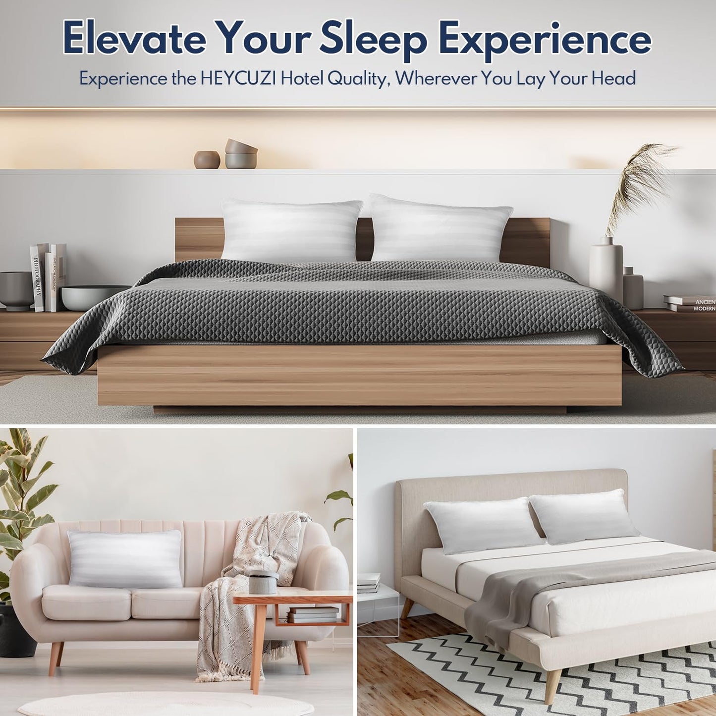 DIORIS Pillows Queen Size Set of 2 - Luxury Hotel Collection Bed Pillows for Sleeping, Supportive Side Sleeper Pillow, Fluffy Down Alternative Microfiber Filled for Back, Stomach Sleepers - Medaid International