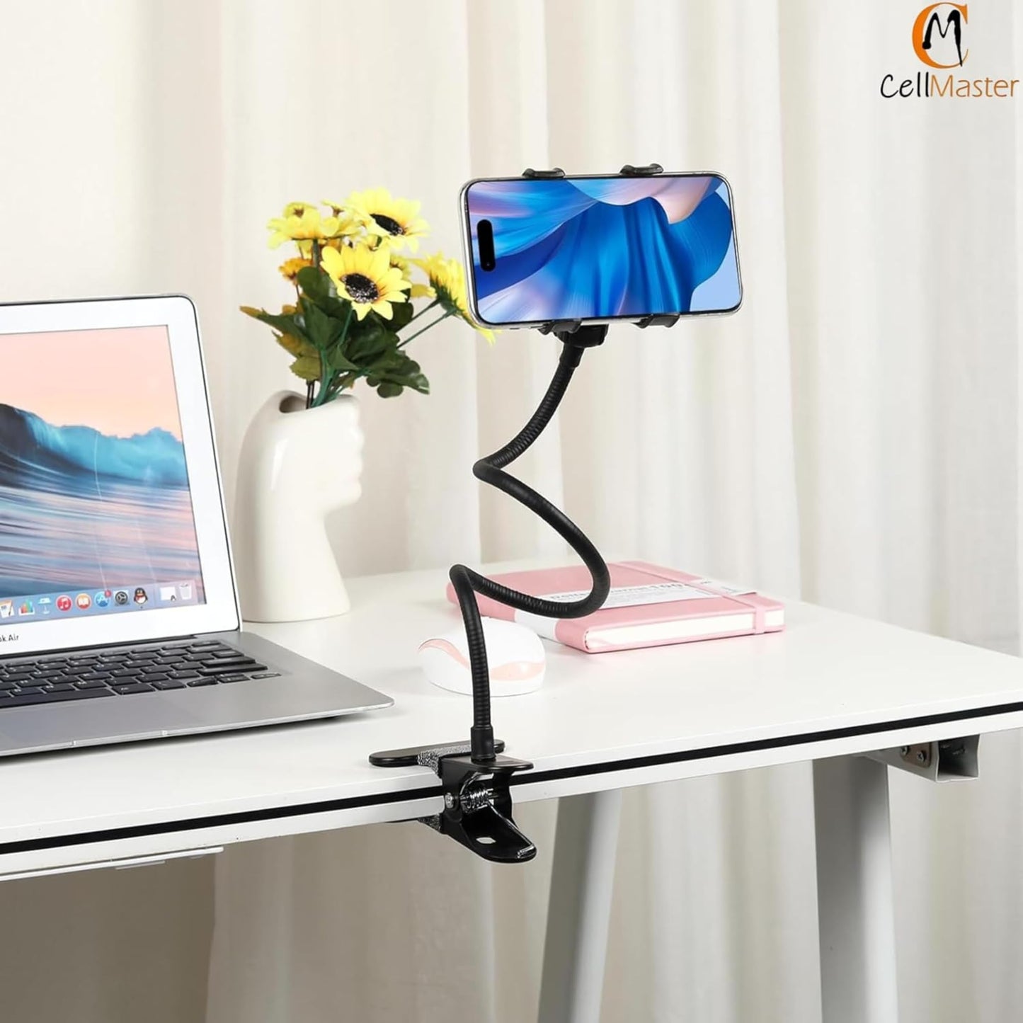 CELLMASTER Metal 360 Degree Flexible Portable Foldable -Lazy Stand Bracket Cell Phone Holder/Gooseneck Long Arm Clip Mobile Stand for Table Mobile Stand for Bed Office - Medaid International