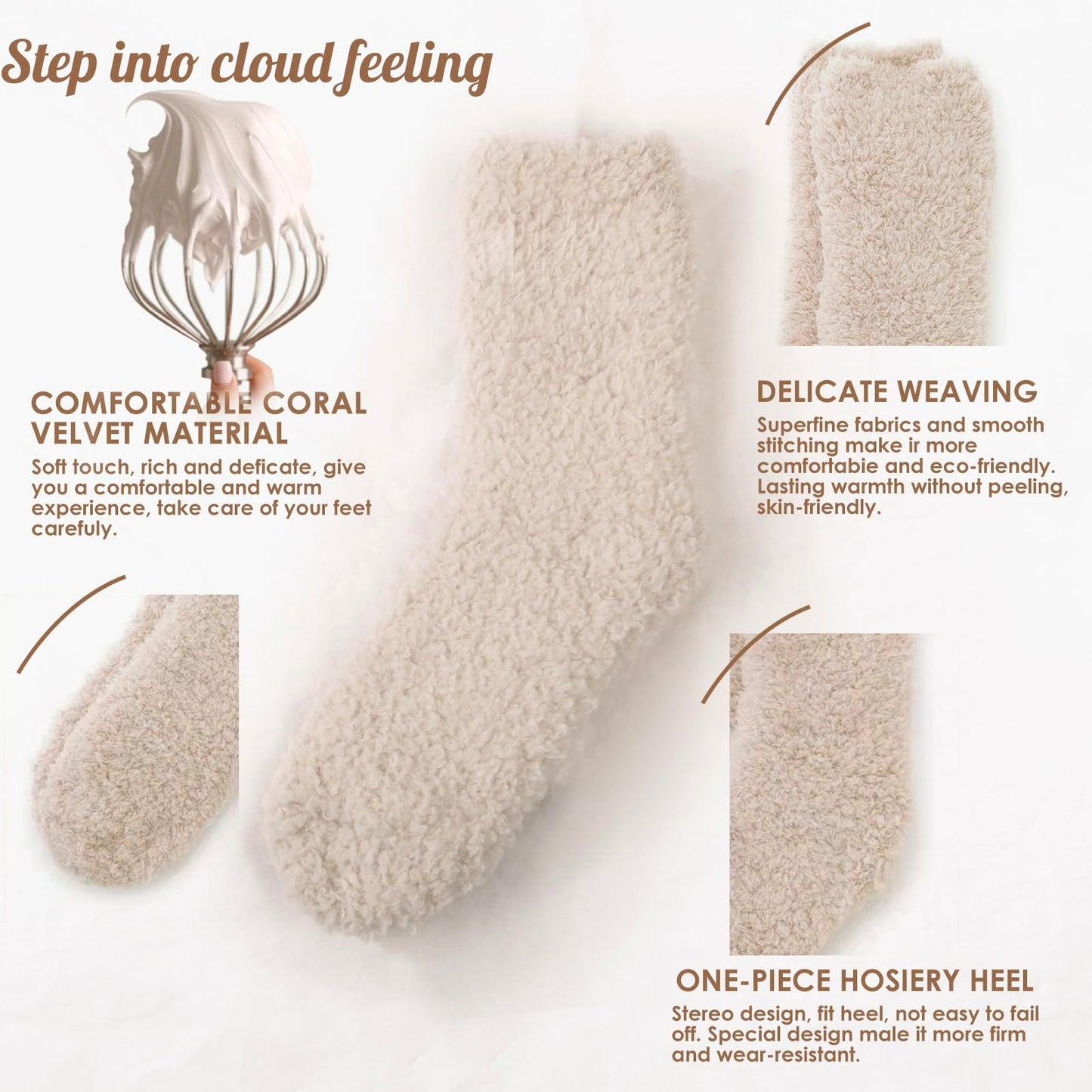 ForBaysy Fuzzy Socks for Women Cozy Fluffy Slipper Socks Microfiber Soft Warm Winter Christmas Plush Slipper Socks - Medaid International