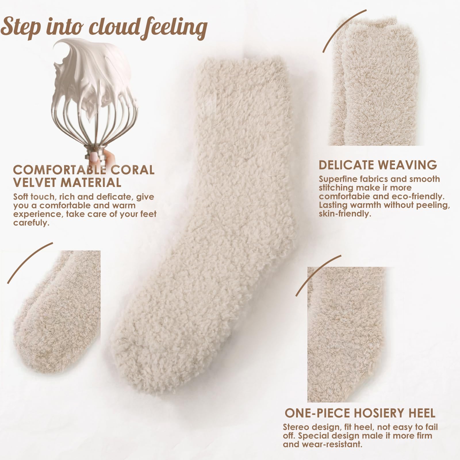 ForBaysy Fuzzy Socks for Women Cozy Fluffy Slipper Socks Microfiber Soft Warm Winter Christmas Plush Slipper Socks - Medaid International