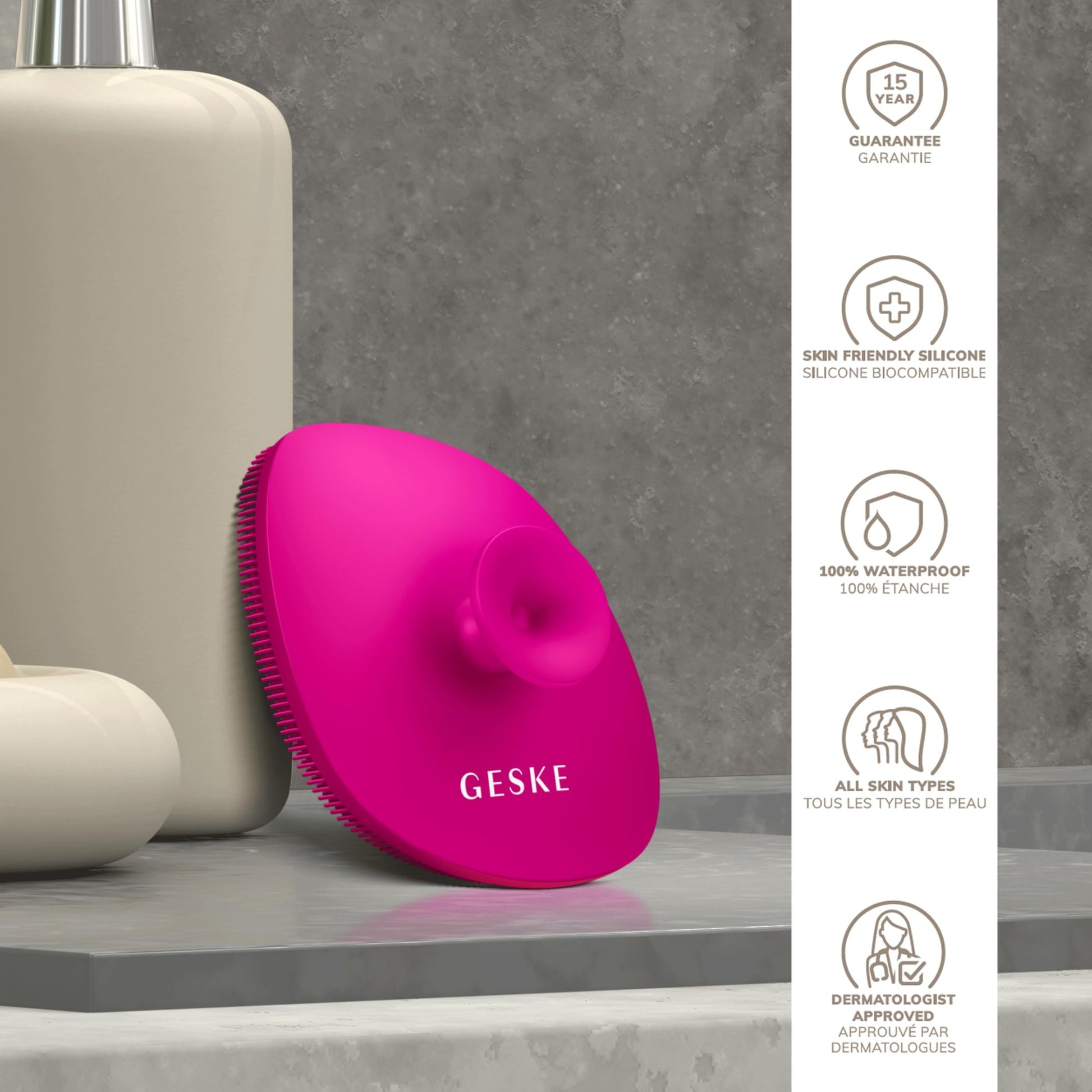 GESKE SmartAppGuided Facial Brush - 4 in 1 Professional Facial Cleansing Brush with Soft Silicone Bristles - Gentle Routine Skincare - Medaid International