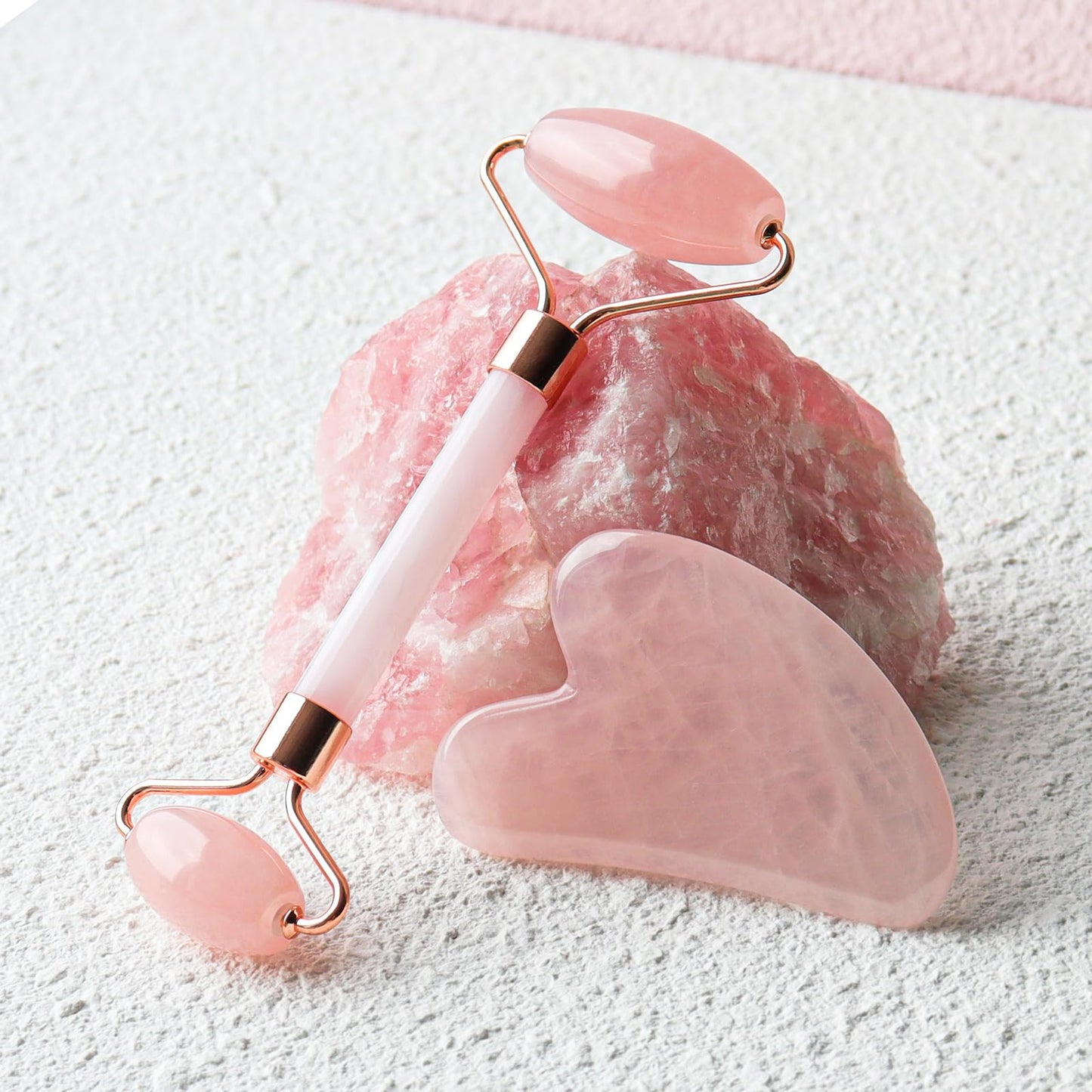 Face Roller & Gua Sha Facial Massage Tools for Skin Care, Puffiness Relief Redness Reducing Skin Care Routine, Self Care for Men Women - Pink - Medaid International