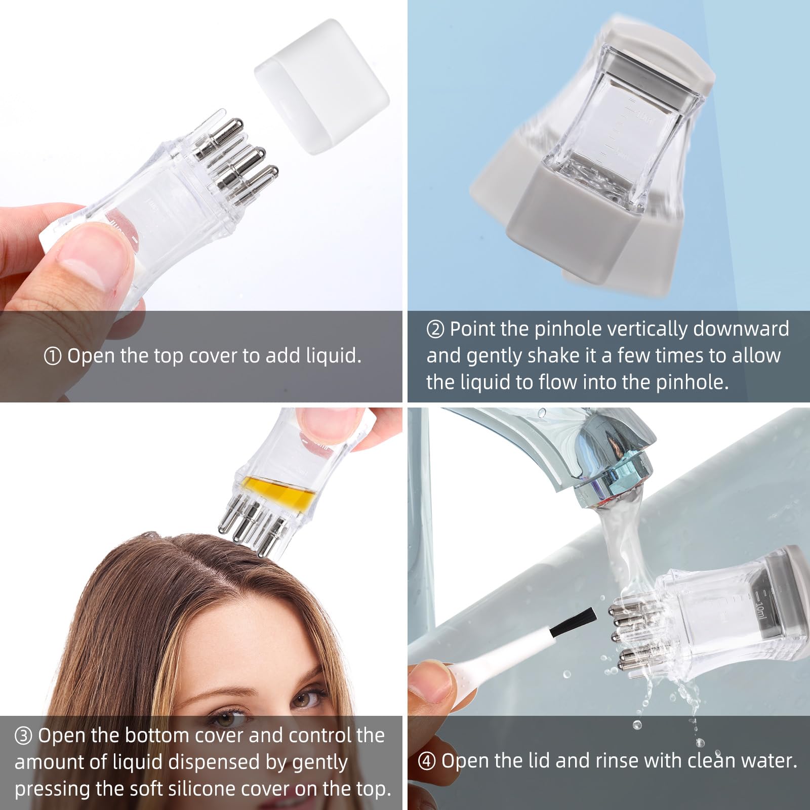 2pcs Hair Applicator Tool, Fast Apply Applicator Bottle Easy to Clean Root Comb for Hairs Oil Scalp Oil Serum Massager for Hairs Growth - Medaid International