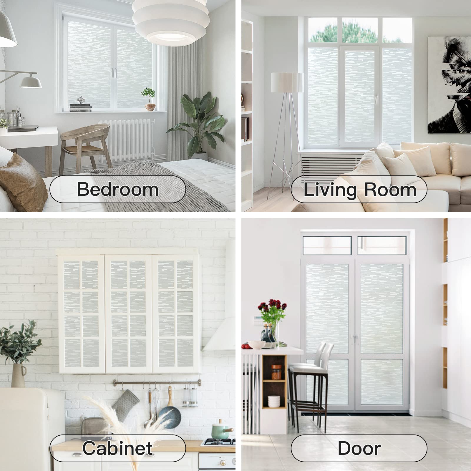 Haton Window Privacy Film, Frosted Glass Static Cling Sun Heat Blocking Window Clings, Frosting Opaque Coverings, Vinyl Removable Stickers Tint for Home Door Office, Non Adhesive 17.5" x 78.7" - Medaid International