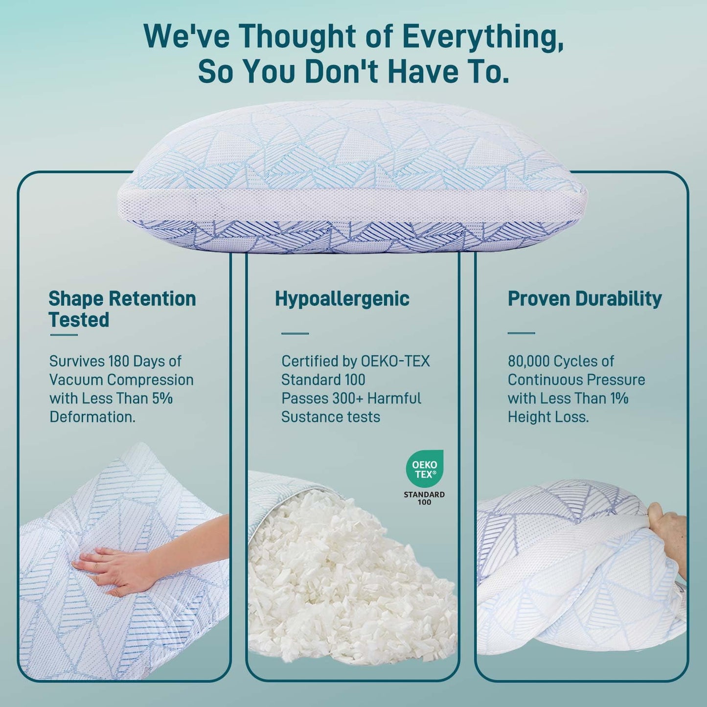 Shredded Memory Foam Cooling Soft Bamboo Viscose Pillows King Set of 2, Adjustable Hypoallergenic Hotel Quality Pillows for Stomach, Back or Side Sleeper, Oeko-TEX Certified - Medaid International