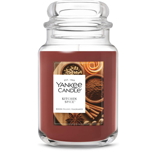 Yankee Candle Kitchen Spice, Fall Scented Candle, 22oz Large Jar with up to 150 Hour Burn Time - Medaid International