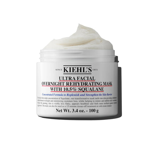 Kiehl's Ultra Facial Overnight Hydrating Face Mask with 10.5% Squalane, Deeply Hydrates Skin & Strengthens Moisture Barrier, Treats Dryness & Flaky Skin, Paraben-free, Fragrance-free - 3.4 fl oz - Medaid International