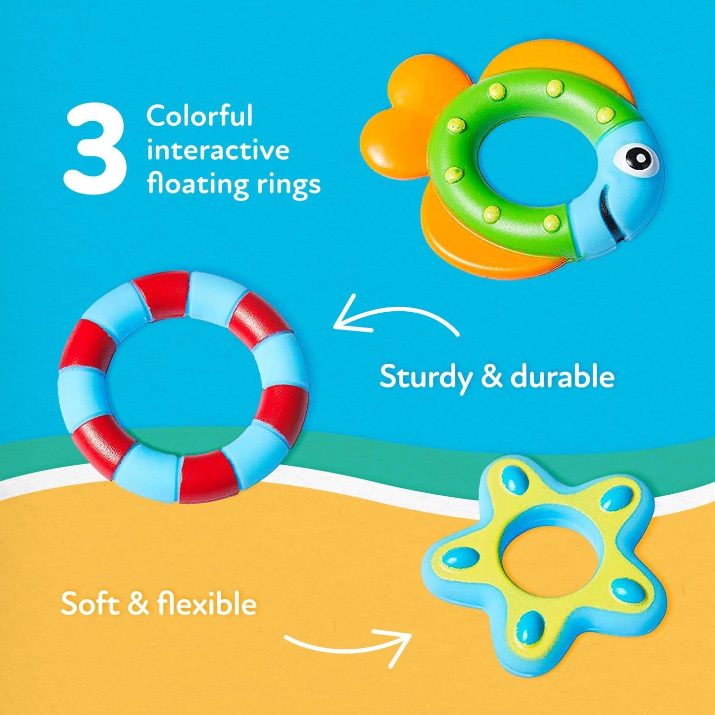 Nuby Floating Octopus Toy with 3 Hoopla Rings - Baby Bath Toy for Boys and Girls - 18+ Months - Purple (Pack of 1) - Medaid International