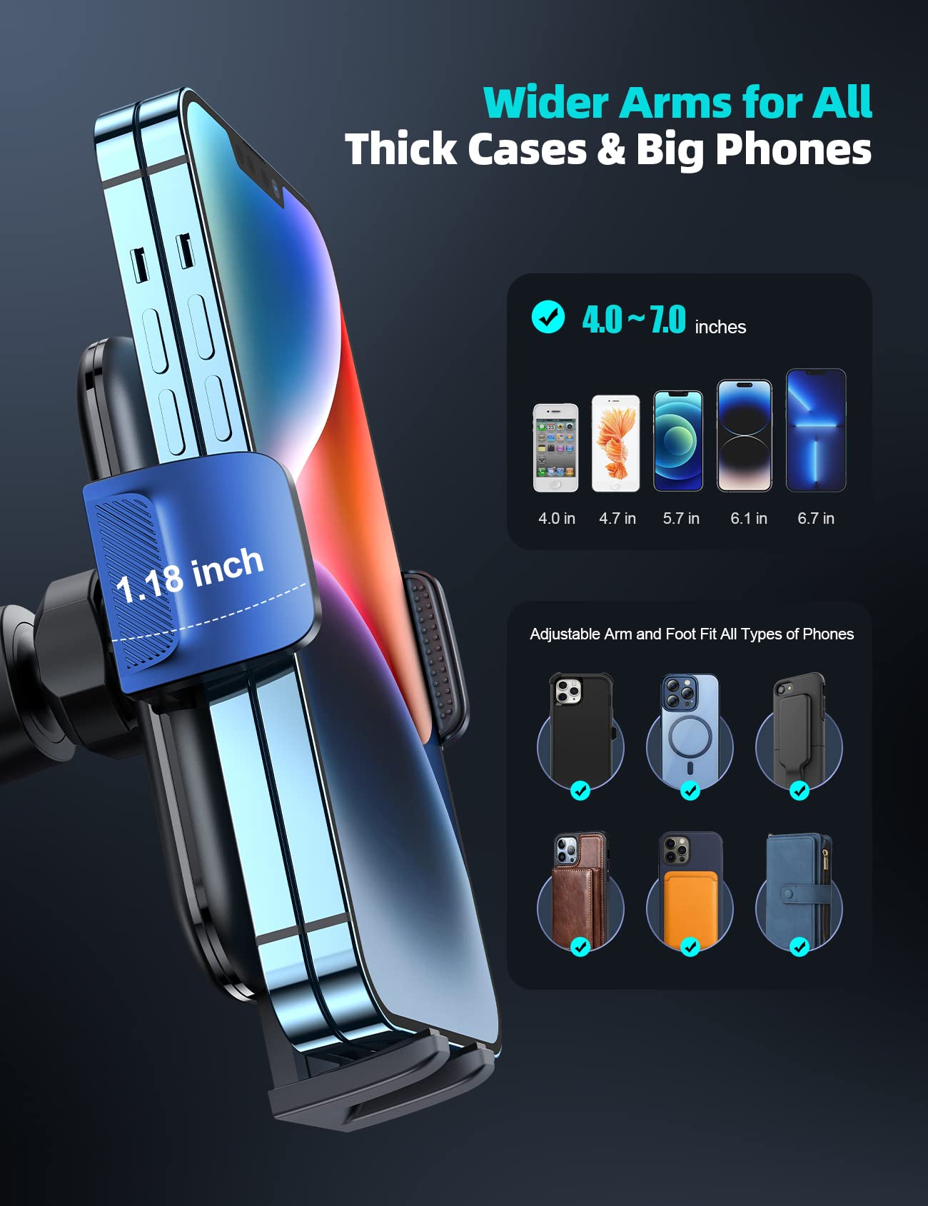 Lamicall Adjustable Cell Phone Stand+Phone Mount for Car Vent - Medaid International