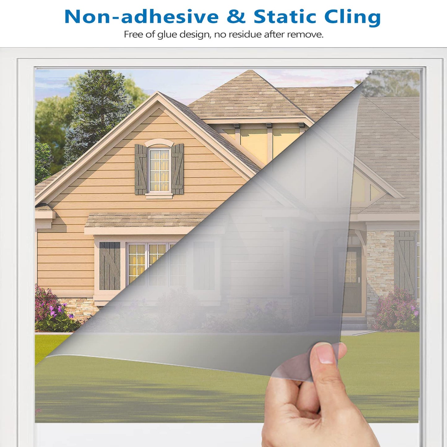 One Way Window Film Privacy Tint Heat Control Door Glass Coverings Anti UV Reflective Sun Blocking Static Self Cling Tinting,No Glue Window Mirror Film for Home Office Black-Silver 23.6 x 78.7 Inch - Medaid International