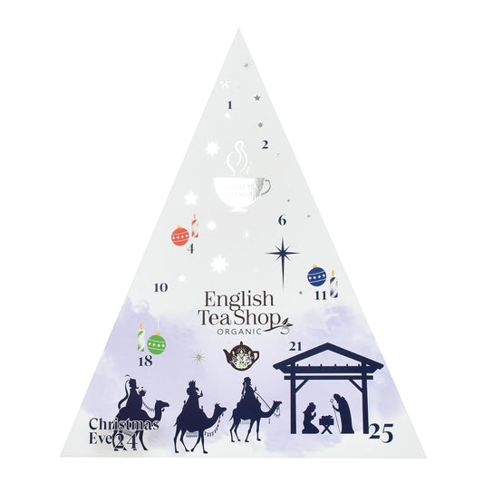 English Tea Shop Advent Calendar Nativity- 25 Pyramid Biodegradable Tea Bags - Medaid International
