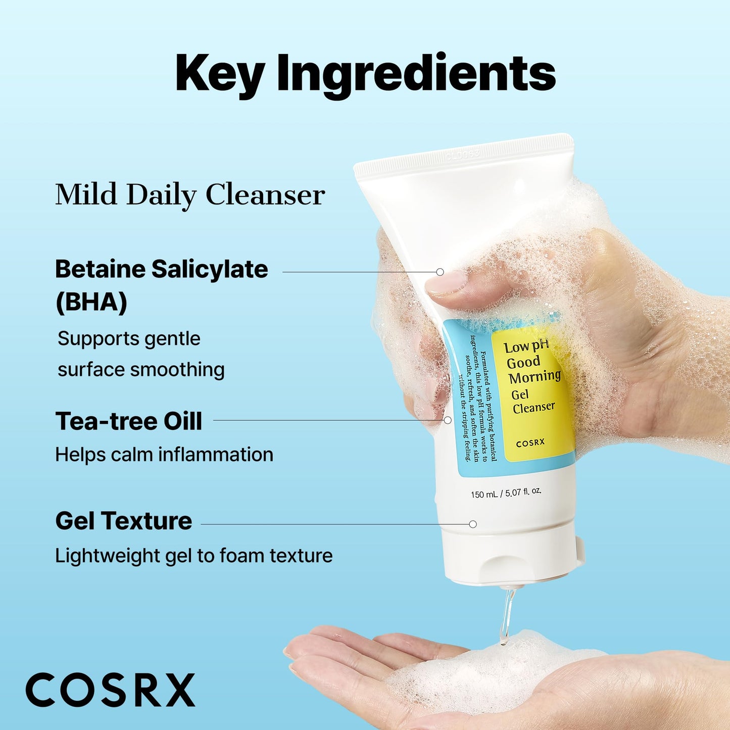 COSRX Low pH Good Morning Gel Face Cleanser, 5.07 fl oz, BHA Face Wash, Daily Mild Face Cleanser for Sensitive Skin, PH Balancing, Korean Skin Care, Korean Face Wash, Stocking Stuffers,Gifts For Women - Medaid International