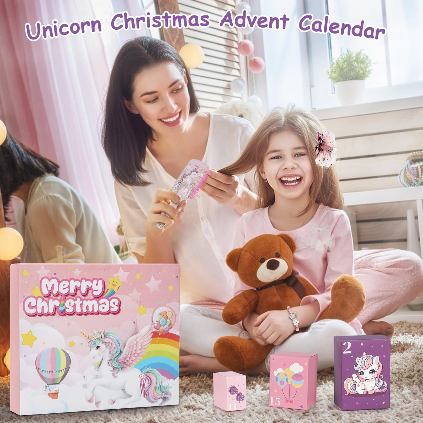 Advent Calendar 2025 Girls - 24 Days Christmas Countdown Calendar Unicorn Kit Xmas Gifts for Toddlers, Countdown Calendar Surprises Gifts for Daughter and Granddaughters, Xmas Makeup Gifts (Unicorn) - Medaid International