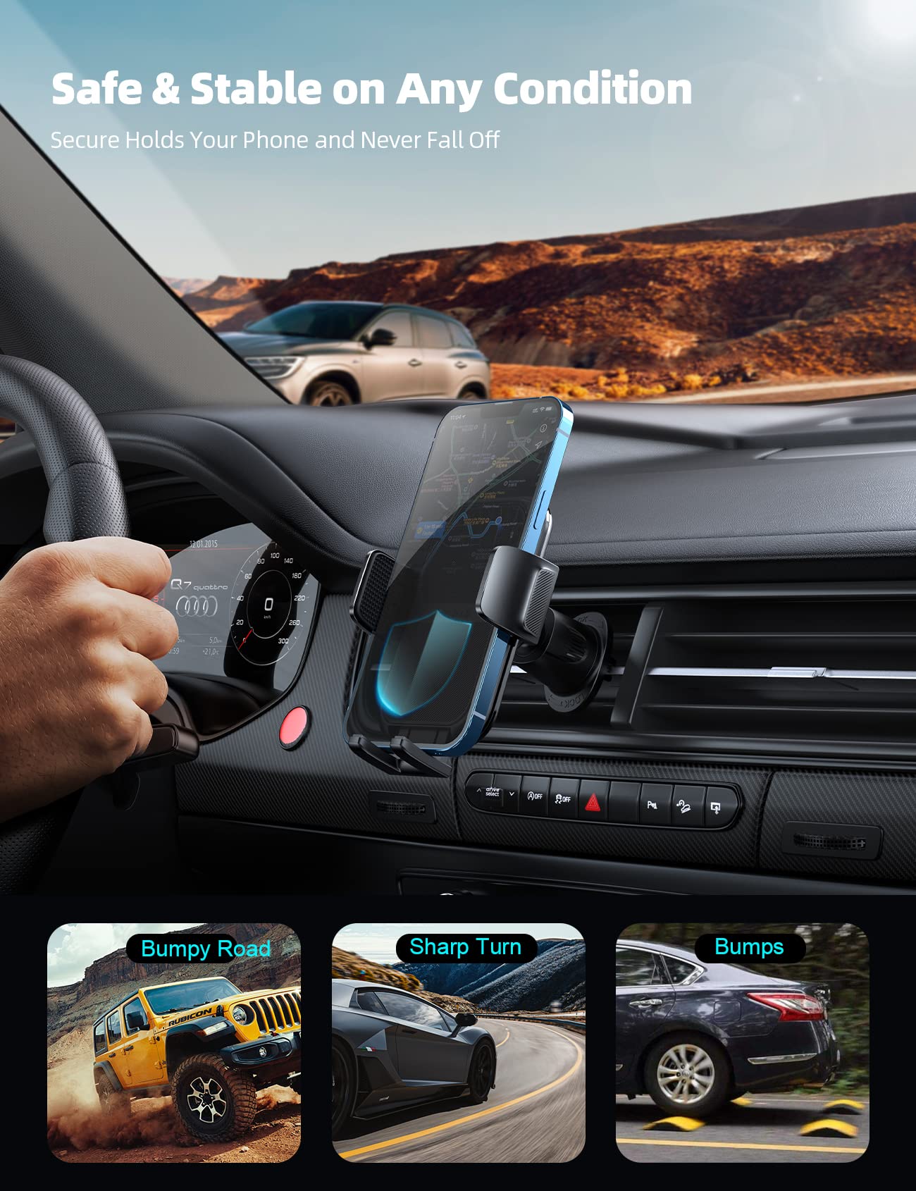 Lamicall Adjustable Cell Phone Stand+Phone Mount for Car Vent - Medaid International