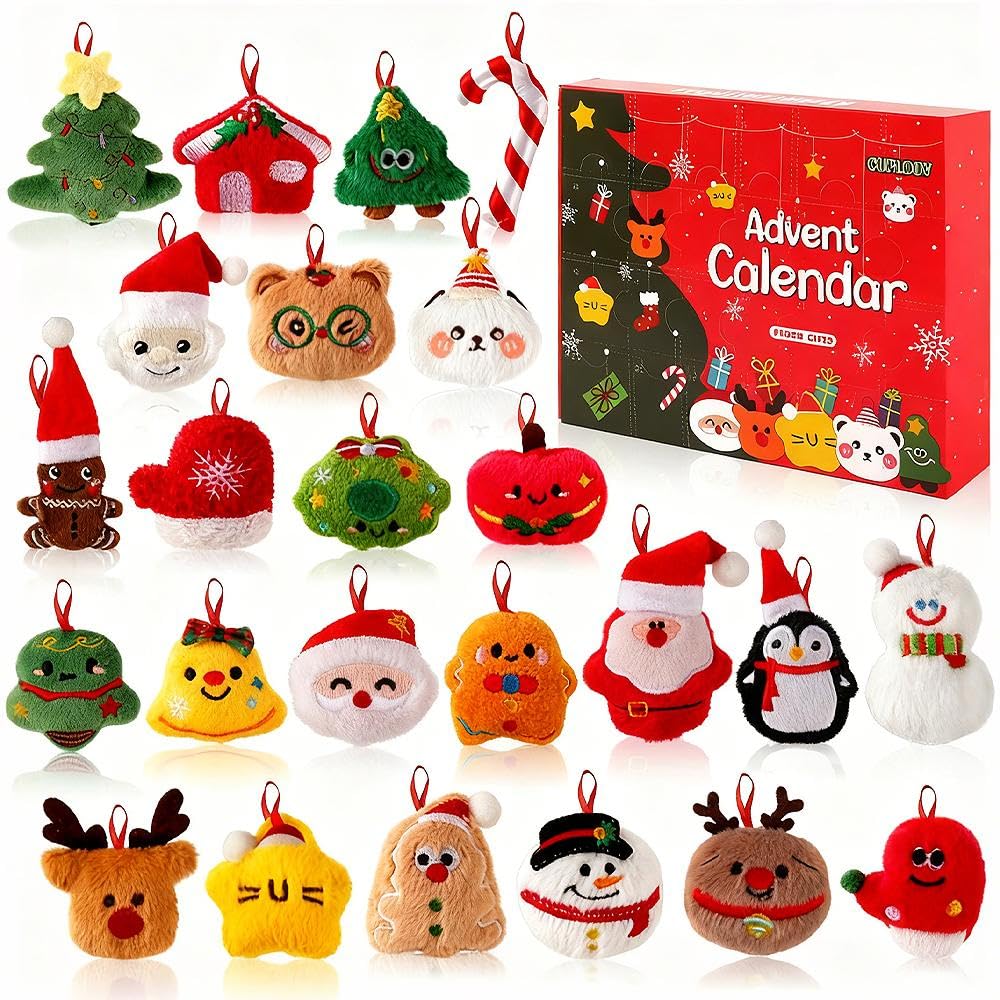 Advent Calendar 2025 with Plush Toys - 24 Days Surprise Plush Advent Calendar, Soft Mini Stuffed Animal Toys Christmas Gift for Kids Teen Boys Girls Adult - Medaid International