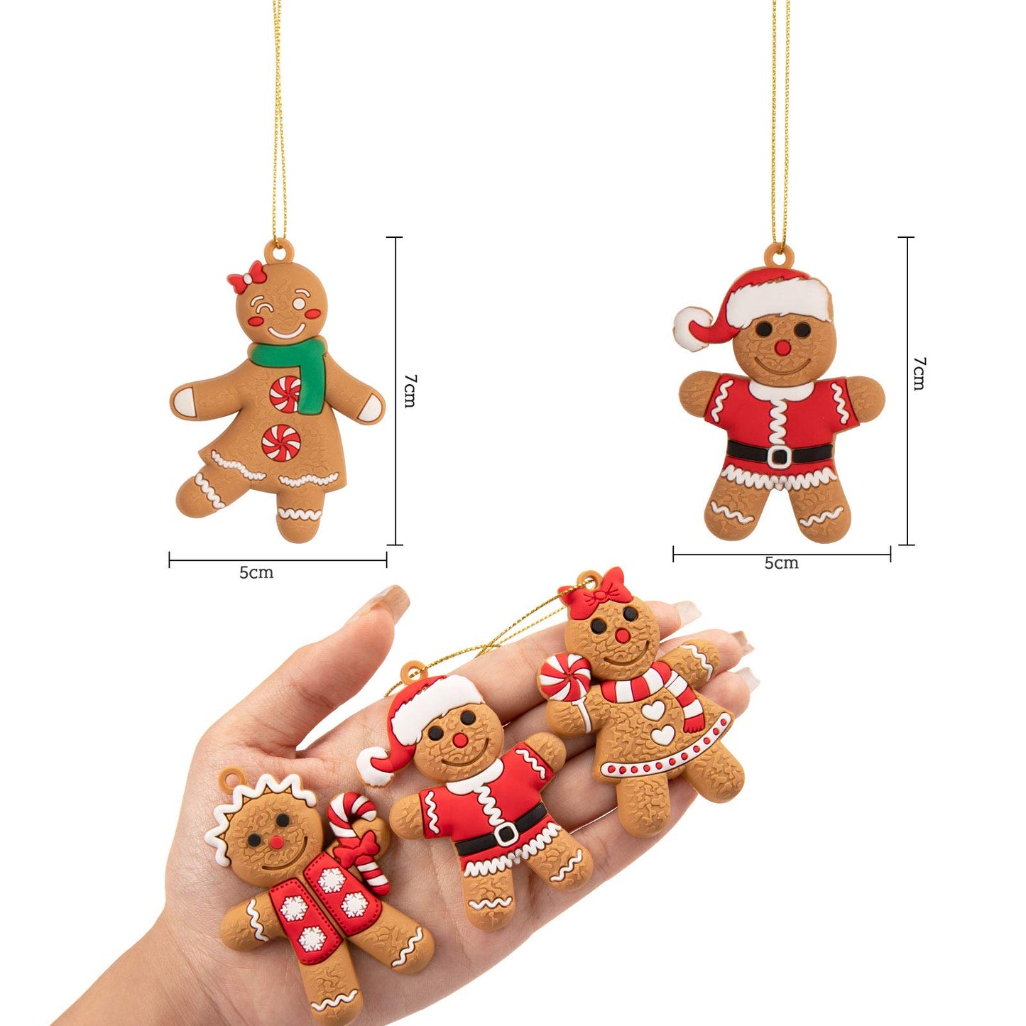 Whaline 15 pcs Christmas Gingerbread Ornaments Set 2" x 3" Ginger Man with Strings Figurine Hanging Ornaments for Xmas Tree Festive Season Holiday Party Decoration DIY Craft - Medaid International
