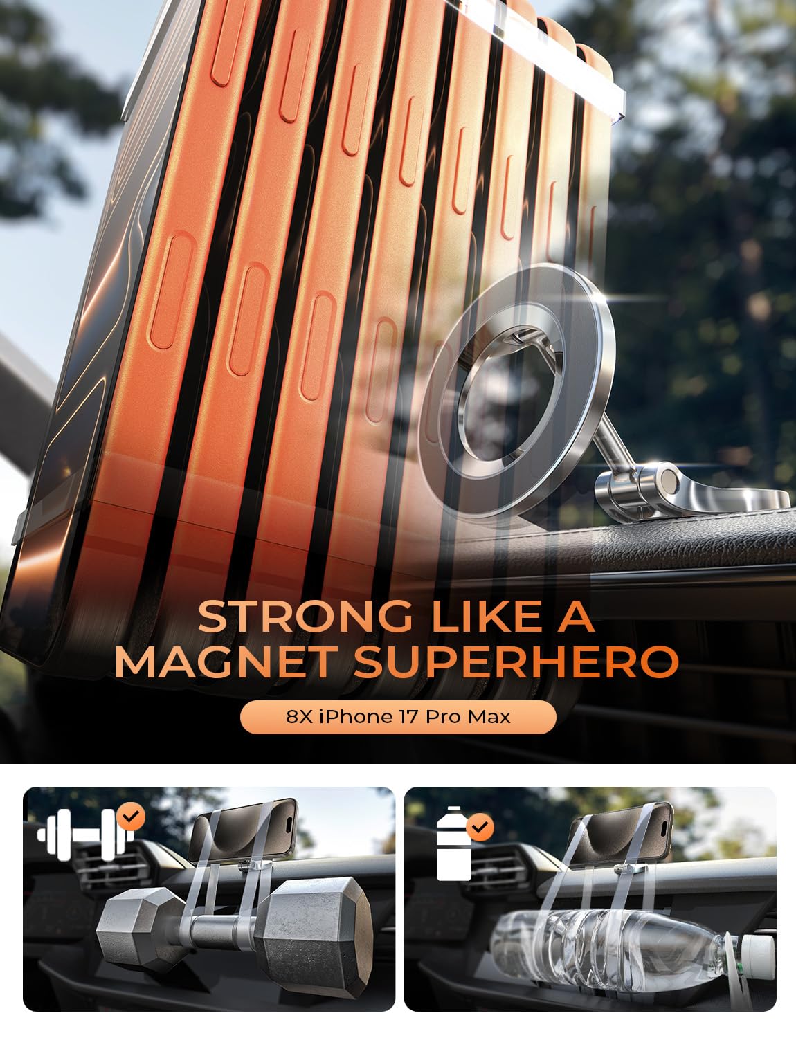 LISEN for iPhone 17 Pro Max MagSafe Car Mount, Ultra Magnetic Phone Holder for Car Dashboard, Car Accessories for iPhone 17 Pro Max,Gifts for Men Women Him Her, Fit for iPhone17 Pro/Air/Max 16 15 14 - Medaid International