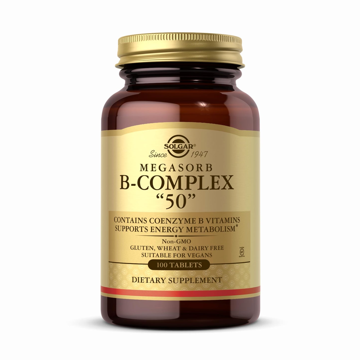 Solgar Megasorb B-Complex "50" - 100 Tablets - Supports Energy Metabolism - Non-GMO, Vegan, Gluten Free, Dairy Free - 100 Servings - Medaid International