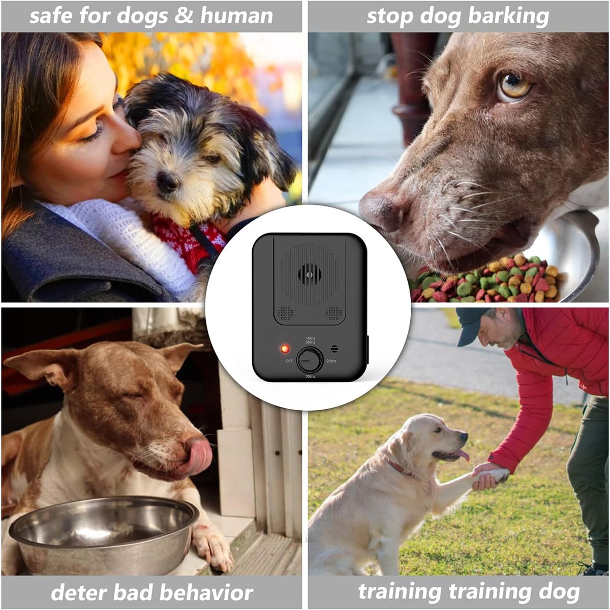 Anti Barking Device for Dogs, 3 Adjustable Frequency Modes, Ultrasonic Dog Barking Silencer, Rechargeable Sonic Barking Deterrent, Suitable for All Kinds of Dogs, for Indoor & Outdoor Use - Medaid International