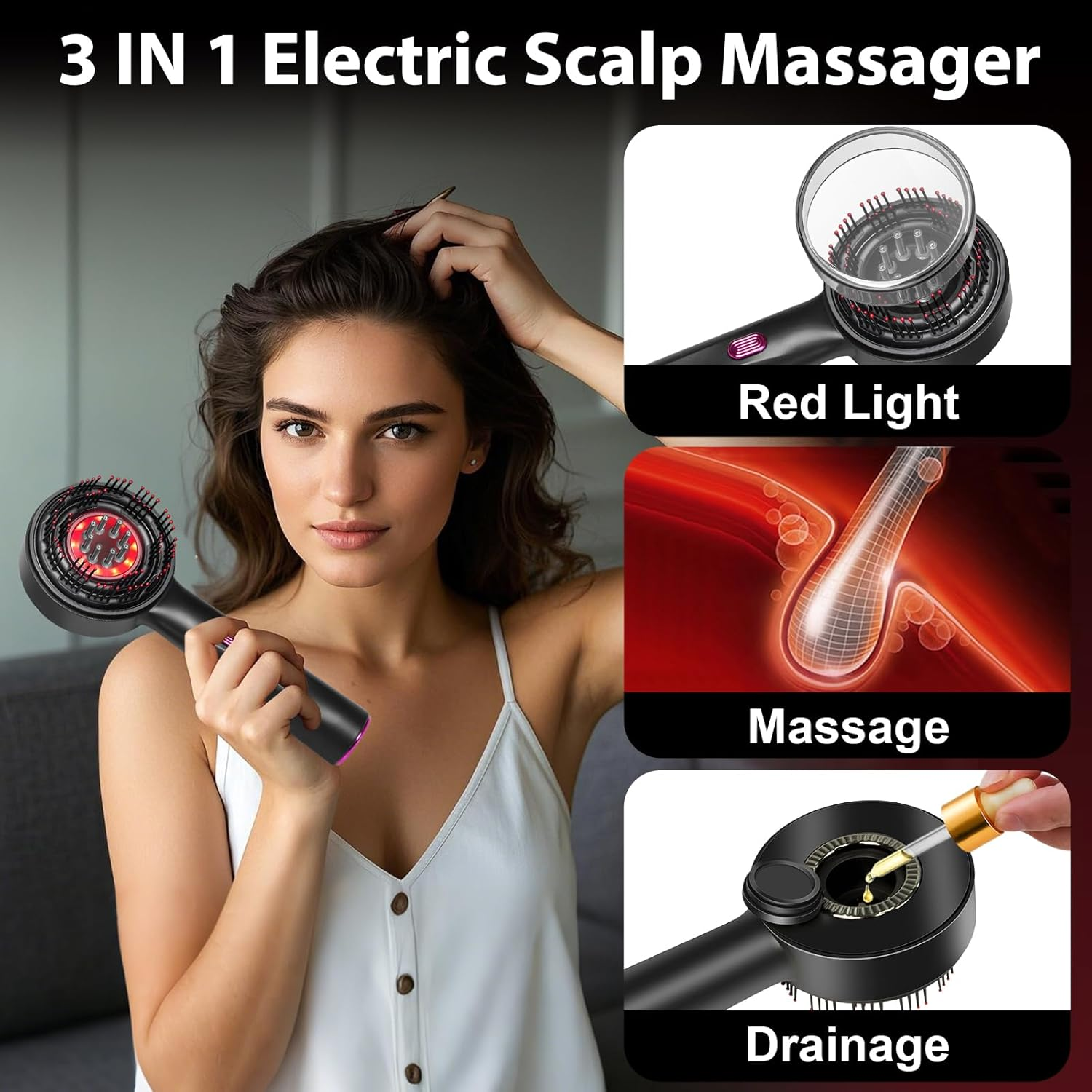 Laser Therapy Hair Growth Comb ‚Äì Electric Scalp Massager & Hair Oil Applicator Waterproof - Medaid International