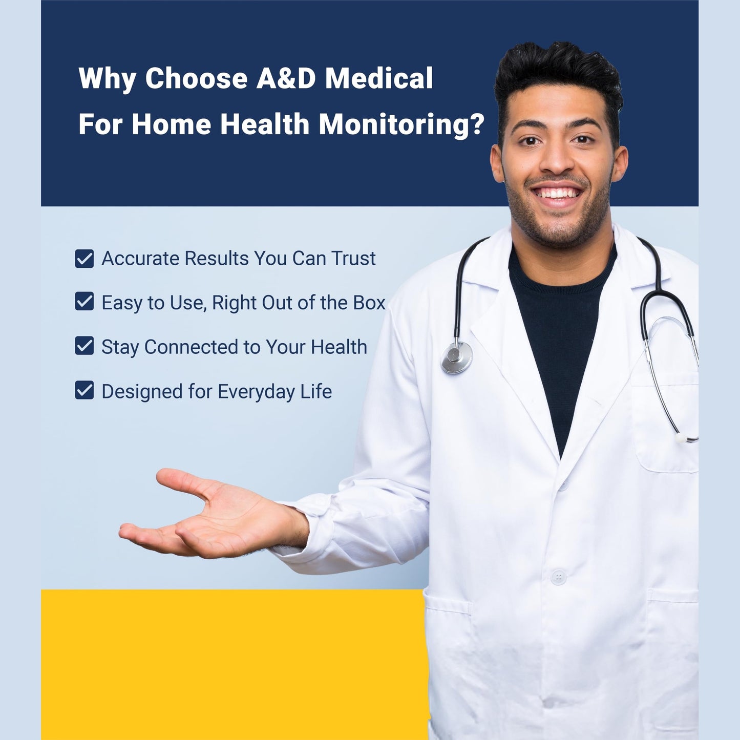 A&D Medical Blood Pressure Monitor for Home Use, UA-651 – Upper Arm Precise BP Machine – Wide Range Cuff (8.6” / 22-42cm), Adults, 4 AA Batteries - Medaid International