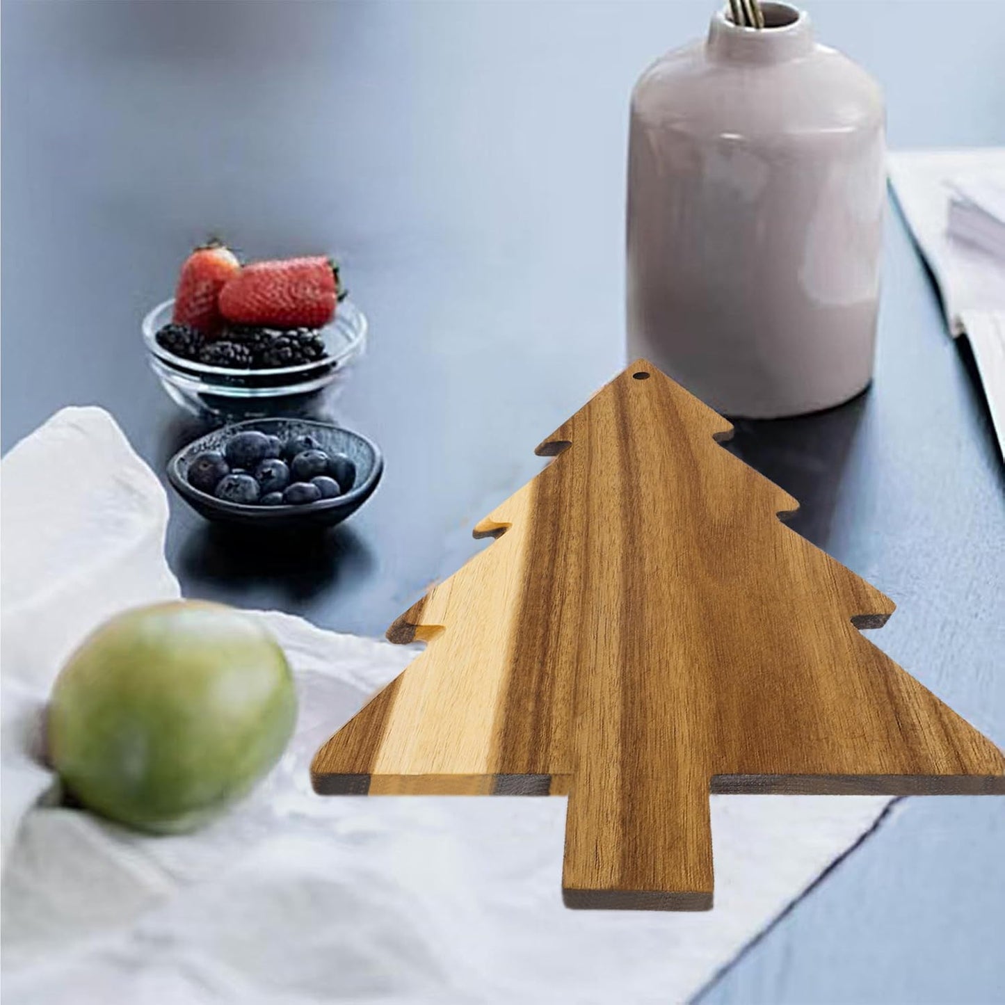CARMELIT Wooden Christmas Tree Charcuterie Board Xmas Cutting Board Fruit Tray Holiday Cheese Board Xmas Tree Sushi Serving Tray Dessert Candy Dish - Medaid International