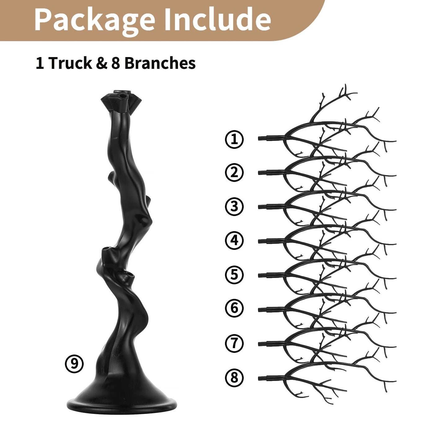 NUPTIO Black Artificial Halloween Tree: 22.8in Tall Christmas Ornament Display Manzanita Fake Trees Decorative Faux Twig Branches Indoor for Wedding Table Centerpieces Easter Birthday Party Decor - Medaid International