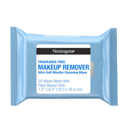 Neutrogena Fragrance-Free Makeup Remover Wipes, Daily Ultra-Soft Micellar Cleansing Wipes Gently Remove Oil & Waterproof Makeup, Hypoallergenic, Made with Plant-Based Cloth, 25 ct - Medaid International