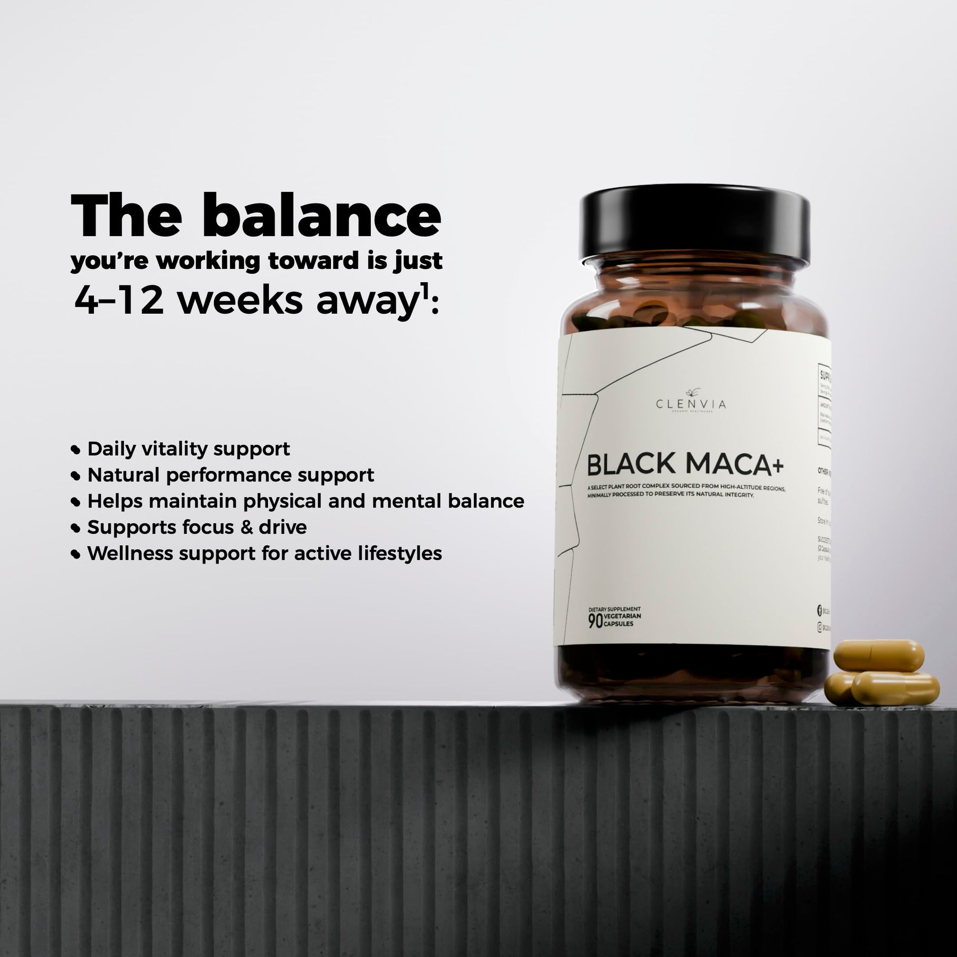 Black Maca Capsules – 1500mg Premium Organic Maca Root Powder – Nutrient-Rich Superfood Packed with Vitamins A, C, B-Complex, Iron, Zinc & Calcium – Non-GMO, Gluten-Free, 90 Count, Made in The USA - Medaid International