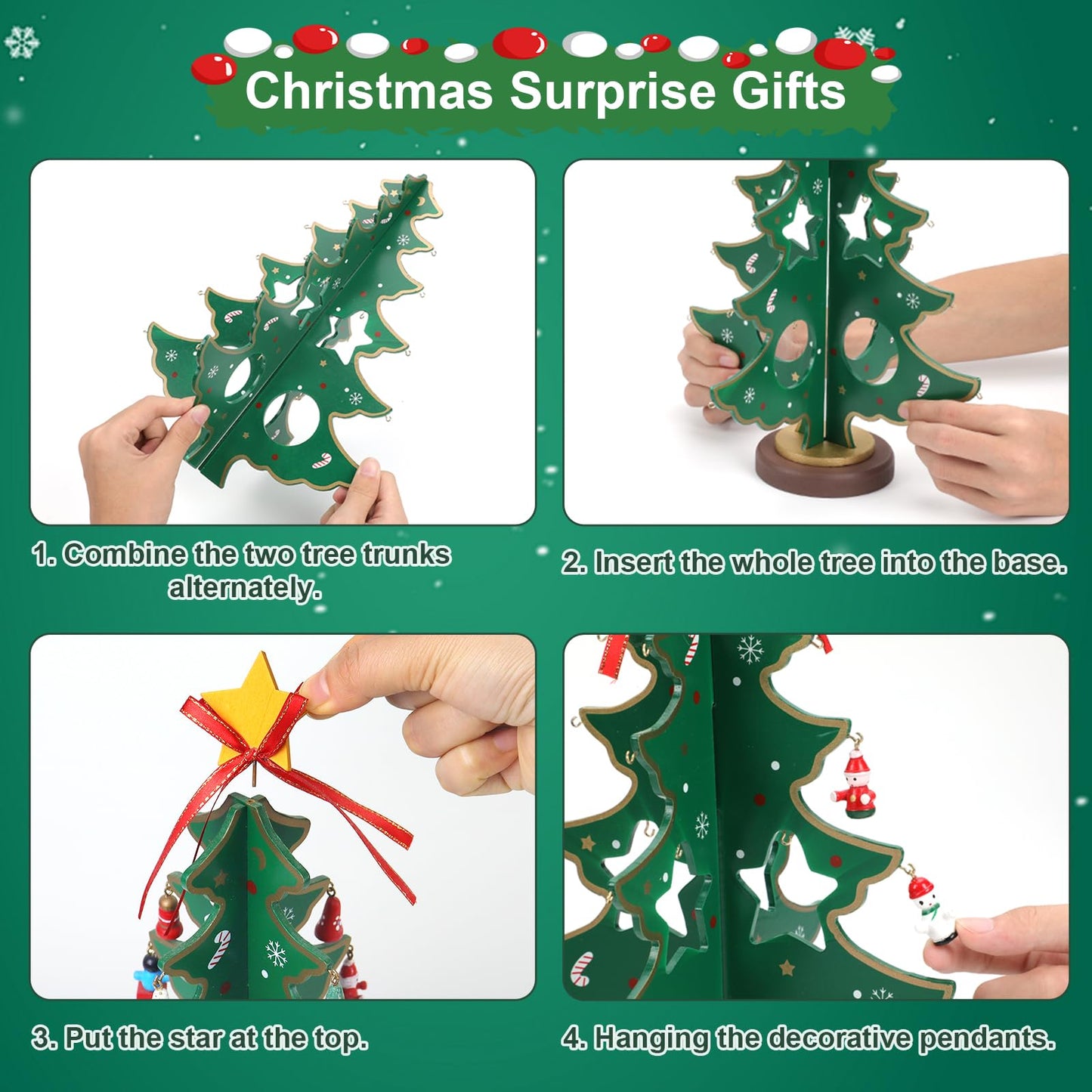 ZEEYUAN 2025 Christmas Tree Vacation Advent Calendar Decoration, 24 Days Xmas Tree Countdown Calendars Home Tabletop Decor, 2025 Christmas Advent Countdown Calendar Xmas Gifts for Kids Girls Boys - Medaid International