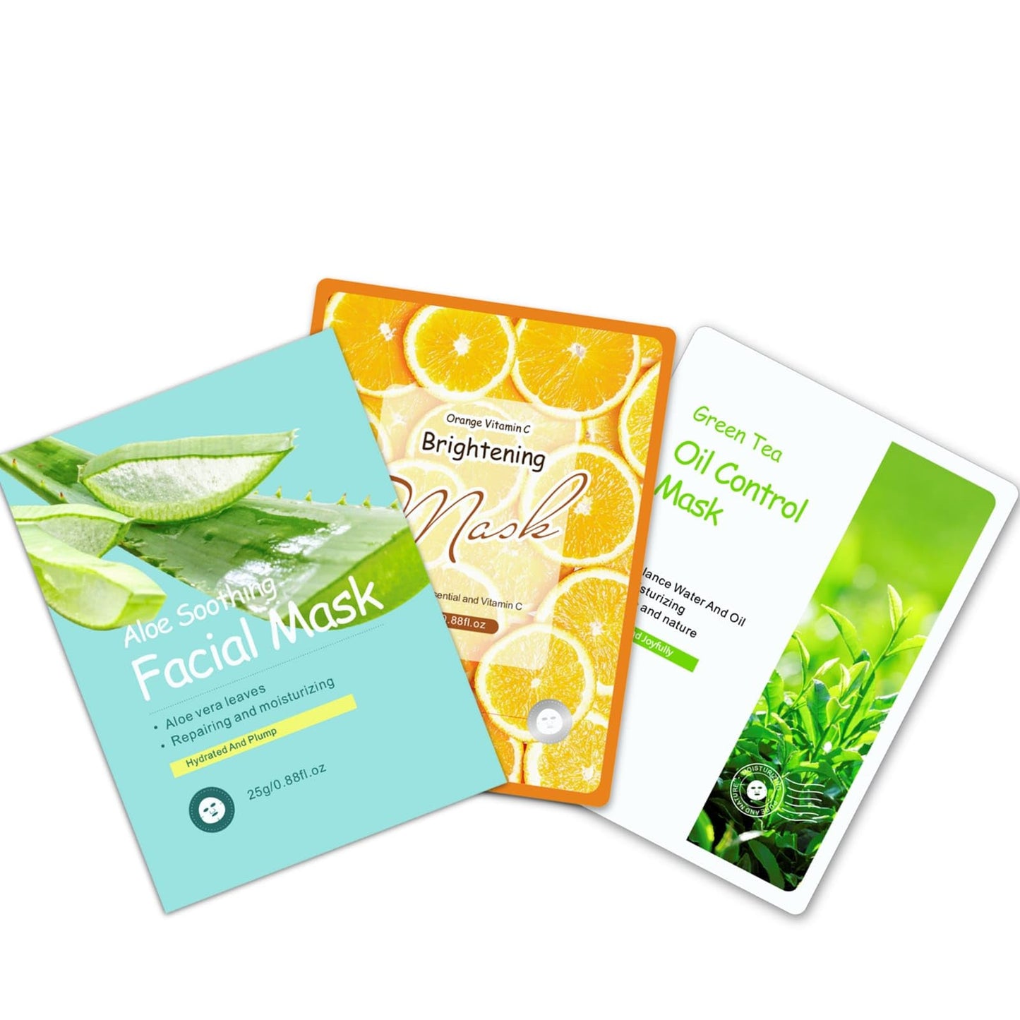FERRYGROW Face Sheet Mask | 3 Variants: Aloe Vera, Orange Vitamin C, Green Tea | Hydrating & Nourishing Skincare for Glowing Skin | Deep Moisture & Self-Care Beauty Sheets 12pcs - Medaid International