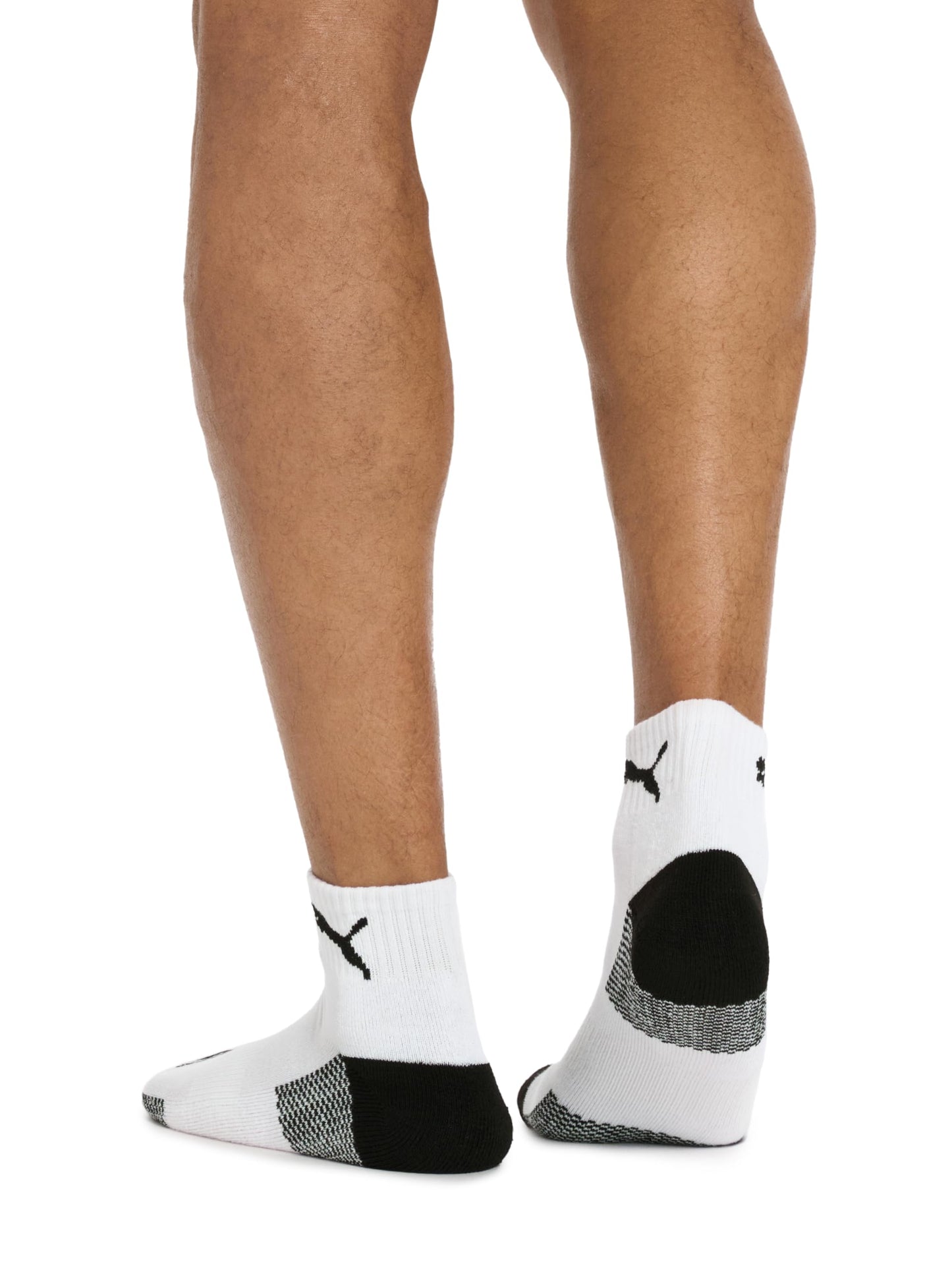 PUMA mens 6 Pack Quarter Crew running socks, White/Black, 10 13 US - Medaid International