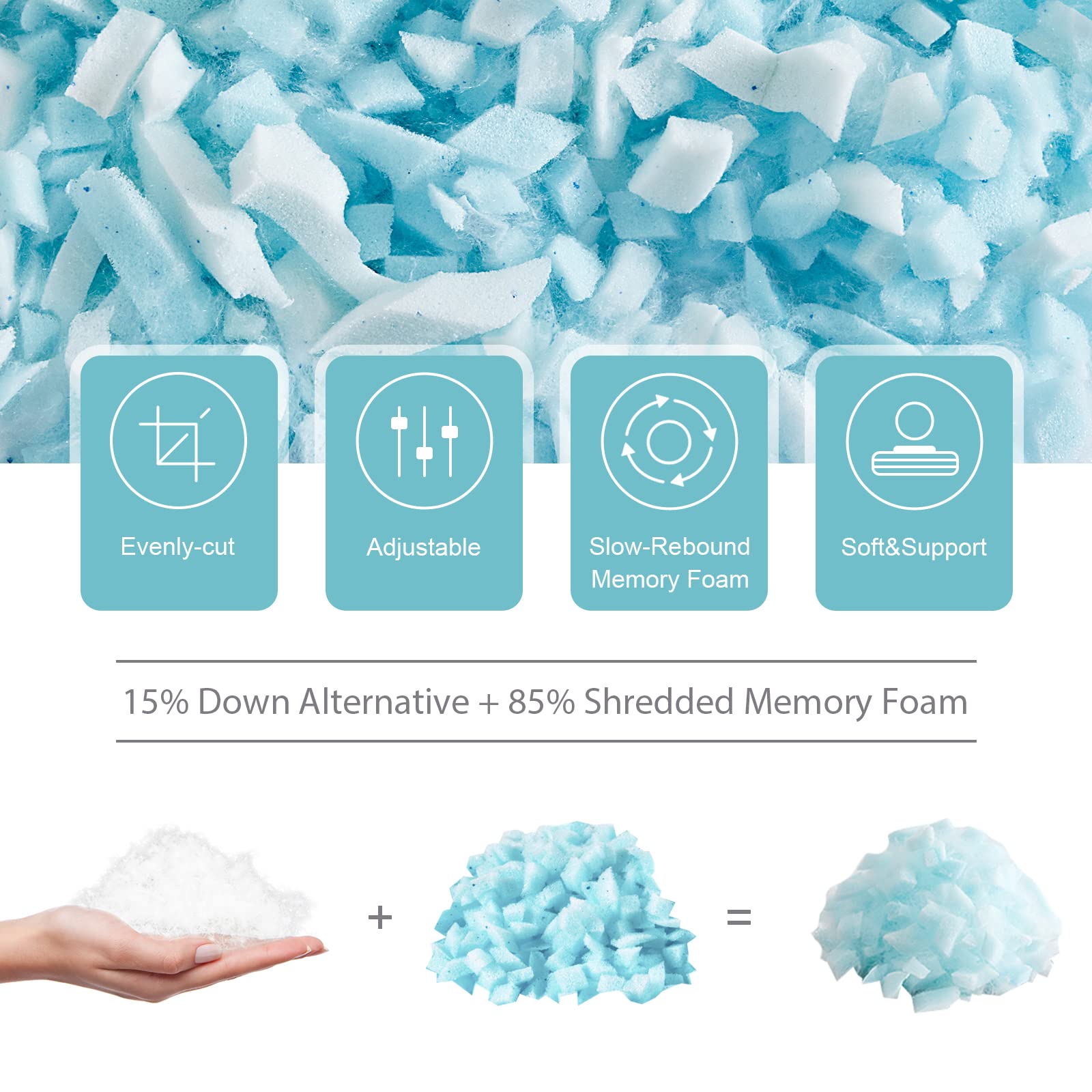 Meoflaw Cooling Pillows Queen Size Set of 2,Shredded Memory Foam Bed Pillows for Sleeping,Queen Pillows for Back & Side Sleepers,Adjustable Queen Size with Washable Cover - Medaid International