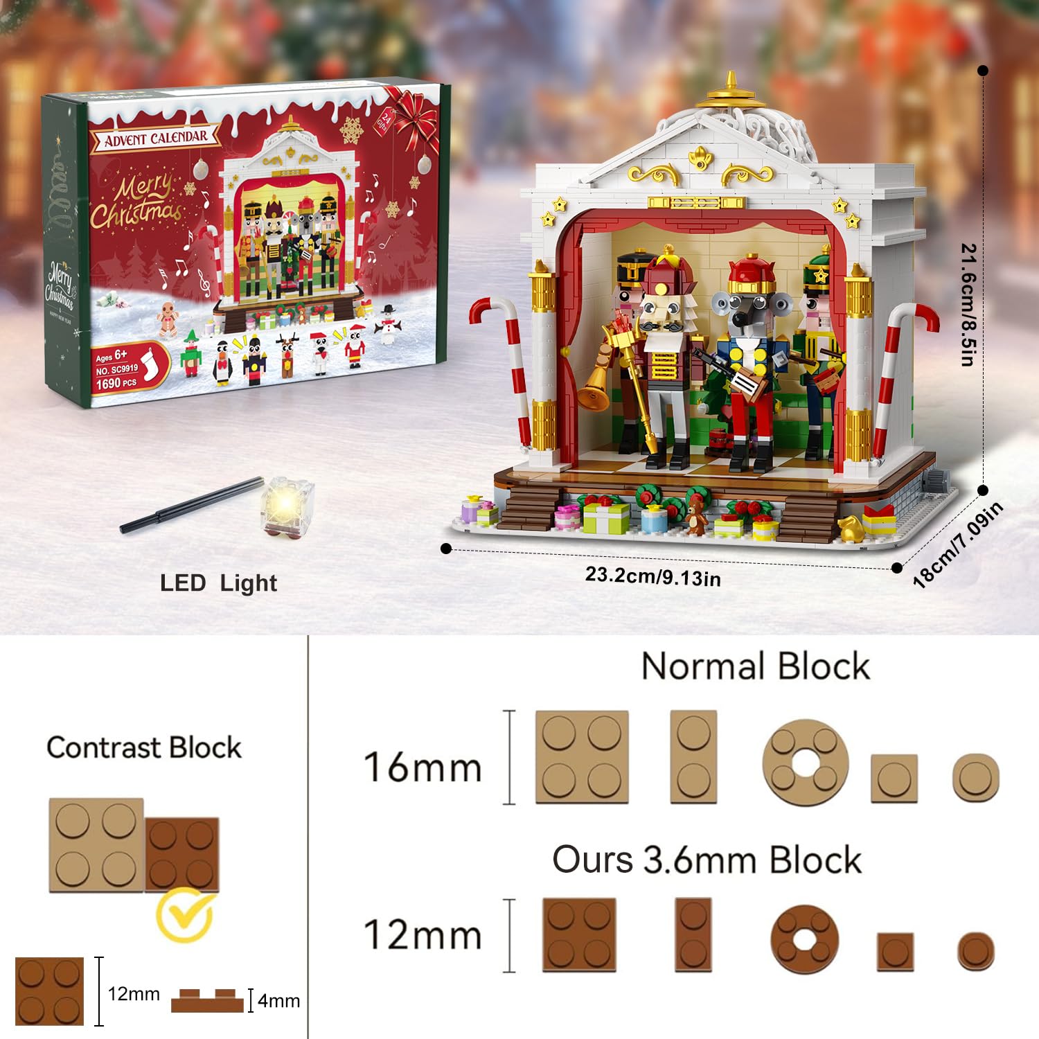 HOGOKIDS Advent Calendar 2025 Nutcracker Theater Building Set with Light, 24 Day Christmas Countdown Calendar 3.6 Mini Building Block Toy with 4 Nutcracker & 8 Minifigures, Gift for Adult Girl Boy 10+ - Medaid International