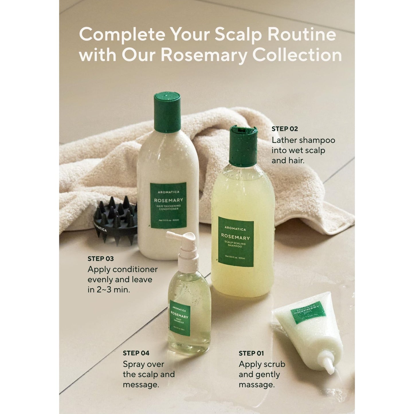 AROMATICA Root Enhancer Rosemary Water Spray for Hair Growth – Korean Hair Care Oil for Scalp Detox – Flaky & Itchy & Dry Scalp Treatment – Free from Sulfate, Silicone, and Paraben (3.38oz) - Medaid International