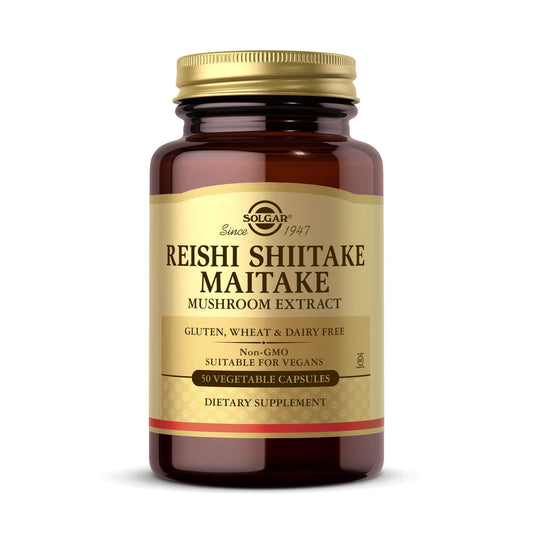 Solgar Multi-Mushroom Complex, 50 Vegetable Capsules - Reishi, Shiitake, Maitake Mushroom Extract - Natural Source of Beta Glucans - Non-GMO, Vegan, Gluten Free, Dairy Free - 50 Servings - Medaid International