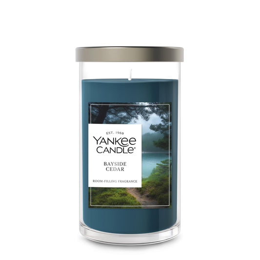 Yankee Candle Medium Pillar Scented Candle with up to 115 Hour Burn Time, Premium Plant Wax Blend for Consistent Burn, 14.25 oz Pillar Candle with Room Filling Fragrance, Bayside Cedar - Medaid International