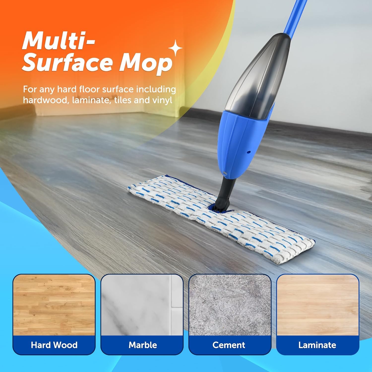 Macromax Falcon Double Spray Mop – 2‑Sided Microfiber Floor Mop with 700ml Refillable Bottle – 360° Rotating Head – Water-Saving Bucket-Free Cleaning – for Hardwood, Tile & Laminate - Medaid International