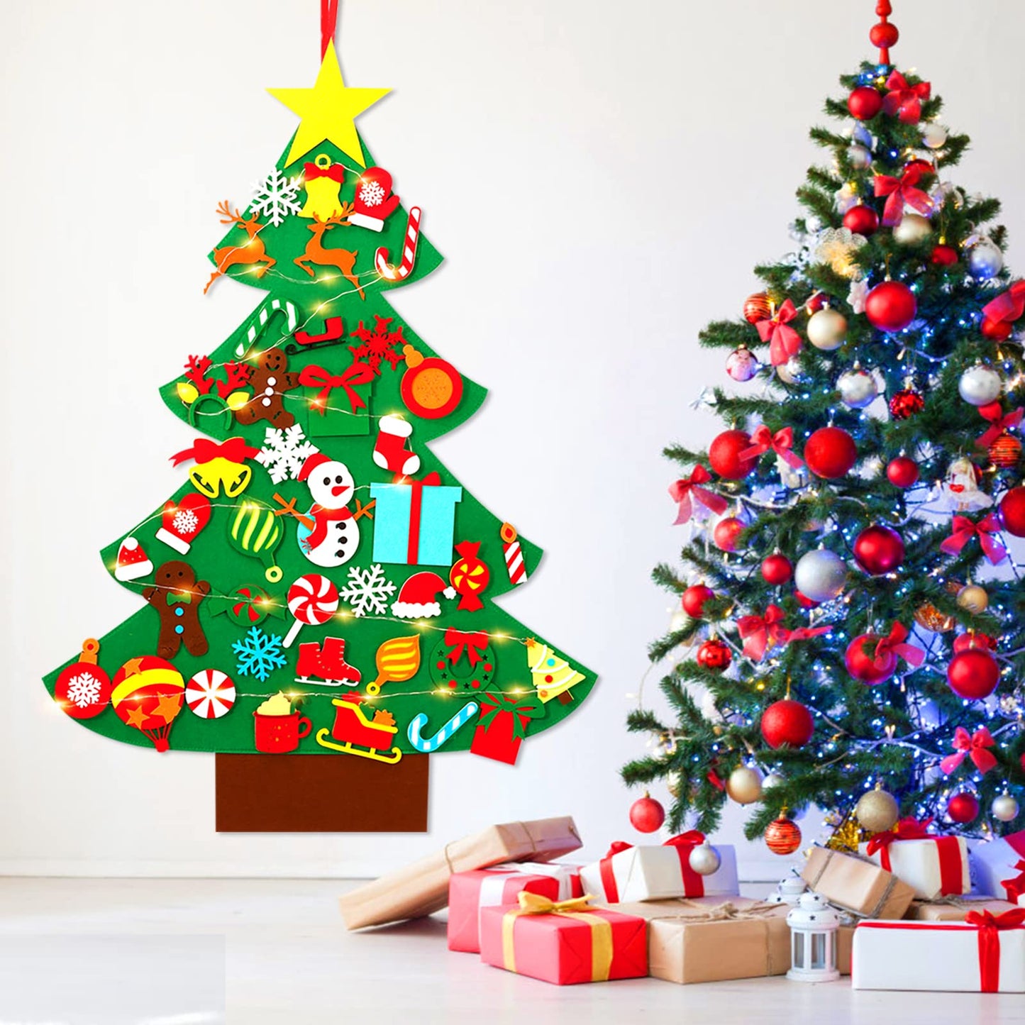 Garma DIY Felt Christmas Tree Set with 41PCS Kids Wall Hanging Detachable Ornaments, Felt Christmas Craft Kits Decorations for Toddler Xmas Gifts New Year Parties Supplies - Medaid International